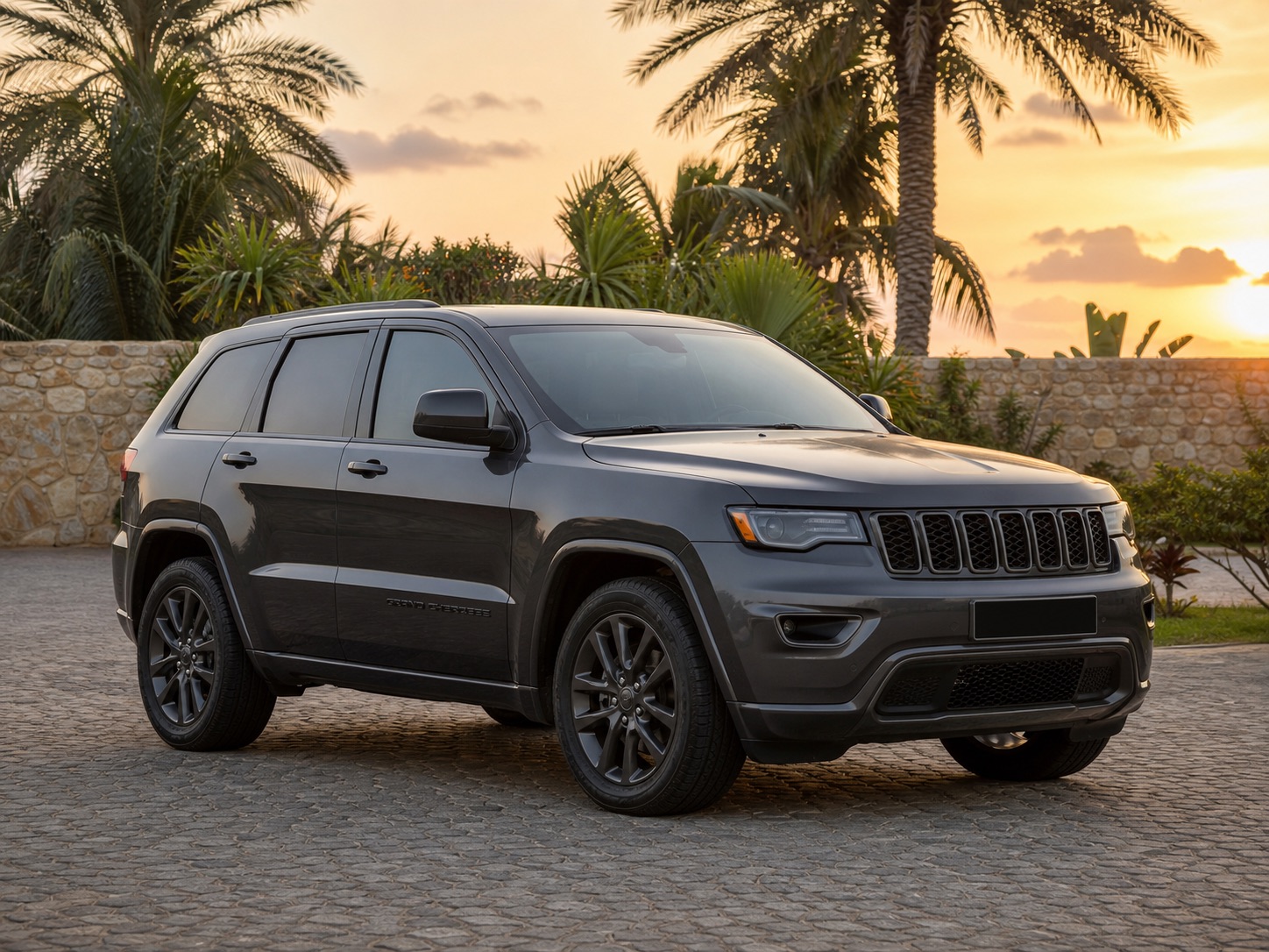 Jeep Grand Cherokee sombre vue en entier